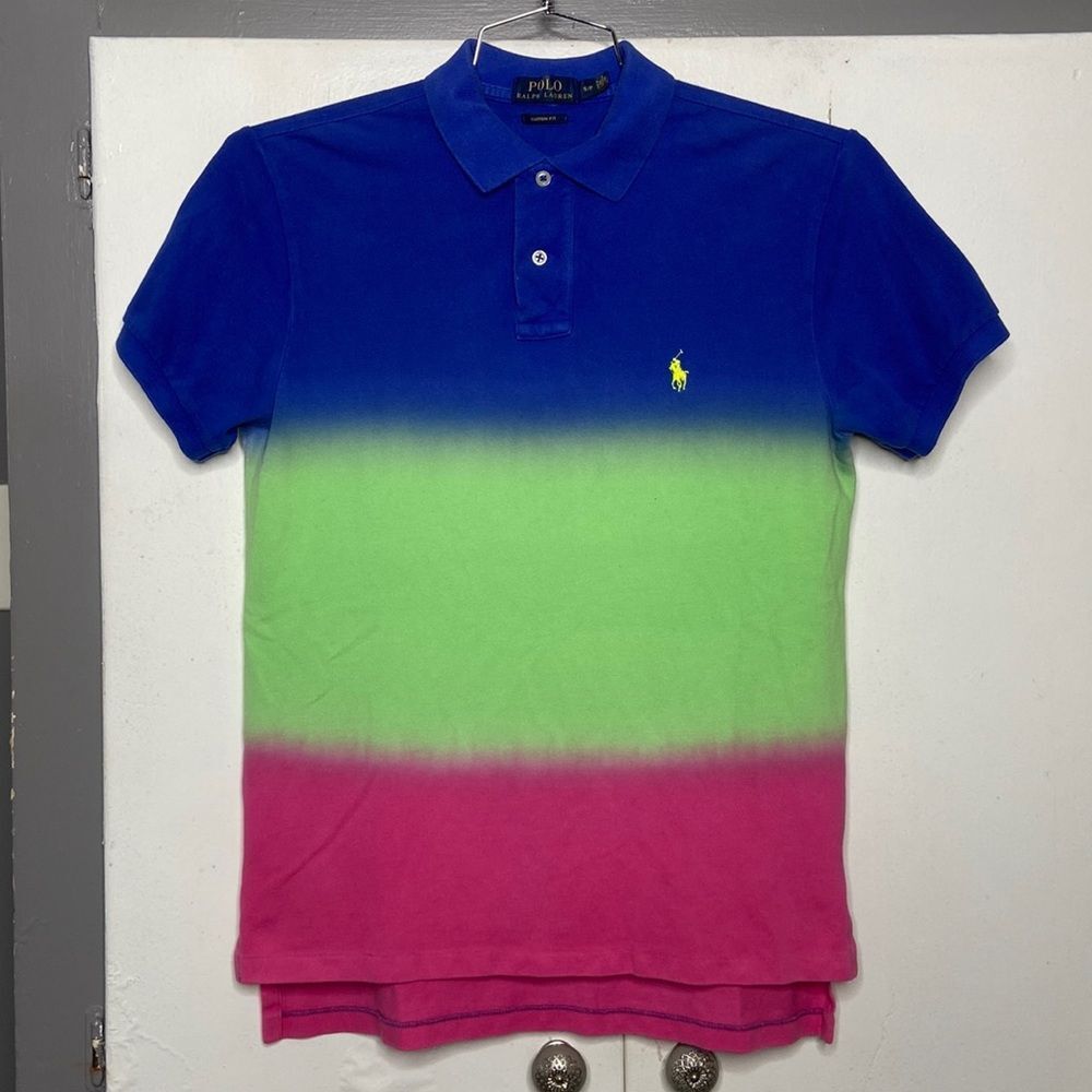 Polo Ralph Lauren Men Short sleeve Polo Shirt Size small Ombré Gradient Dip dye